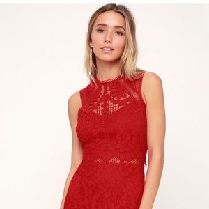 New with tags Lulus Sweetness Red Lace midi dressS